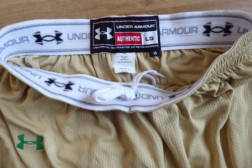 $85 RARE UA Mens L New Notre Dame College Basketball Shorts Long Authentic Sport - Picture 5 of 13