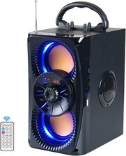 Bluetooth Speaker, Portable Wireless Speakers with Lights  2 Subwoofer FM I NEW