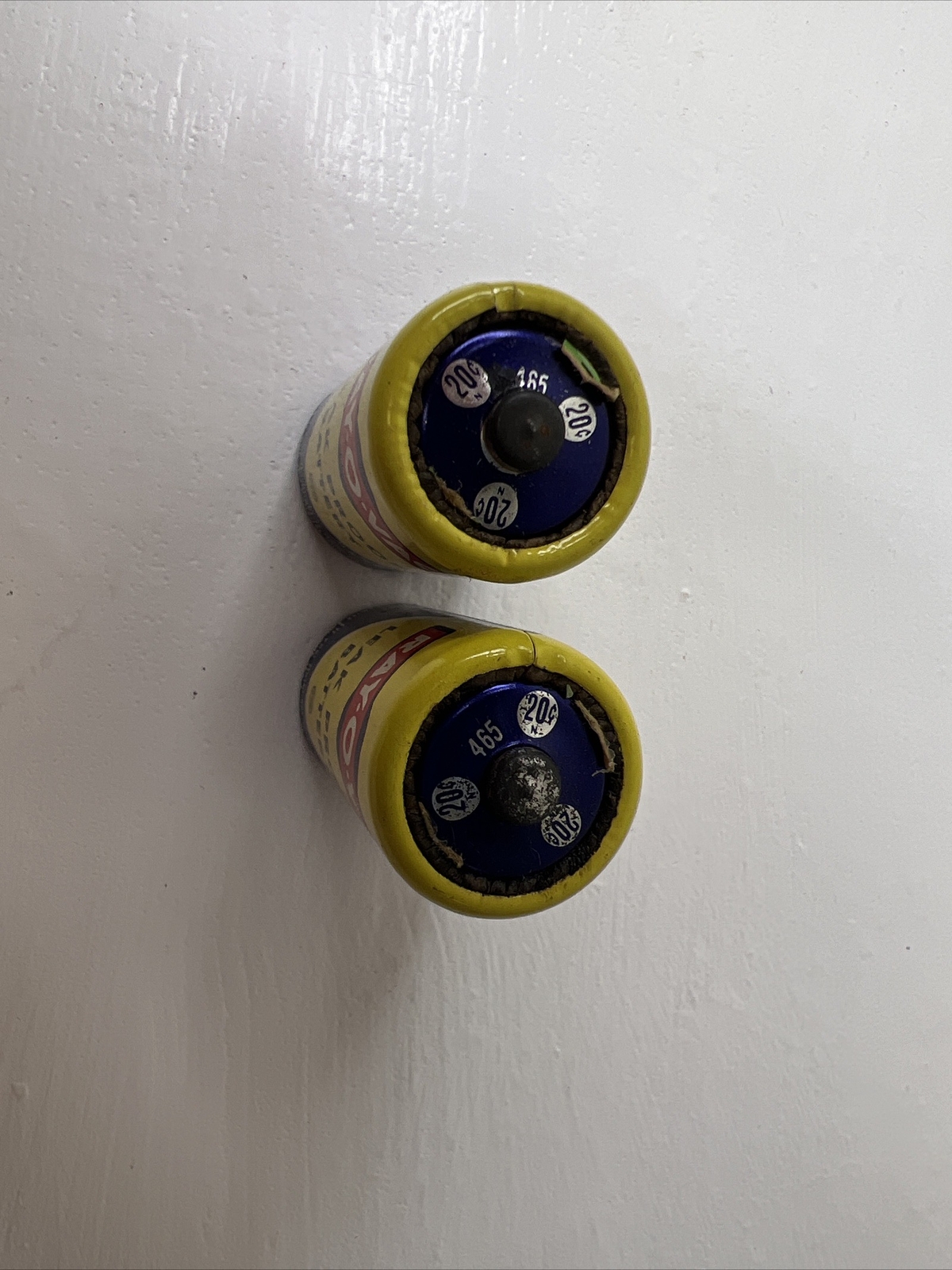 Two (2) Vintage Dead RayOVac Leak Proof Flashlight Batteries, 1950s