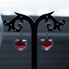 Heart Dangle Earrings Valentine's Day Iridescent