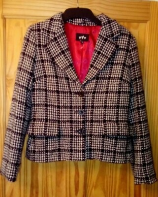 Per Una Marks And Spencer Black/White Wool Jacket Size 10