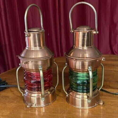 10" Marine Lantern Nautical Ship oil lamp Boat Maritime Vintage Anchor - Picture 1 of 5