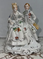  WWII era Collectible Porcelain Figurine with Floral Motif & Gold Accents