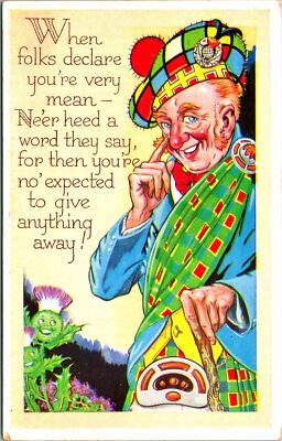 When the Folks Declare you're very Mean ? Pawky Scot Postcard unused (15314)