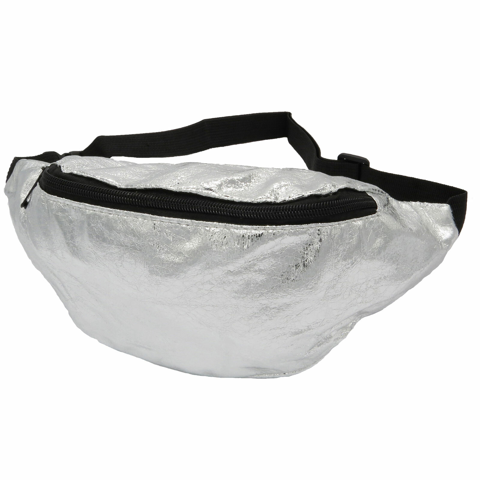 Cracked Foil Fanny Pack Shiny Gold Silver Teal Rainbow Metallic Waist