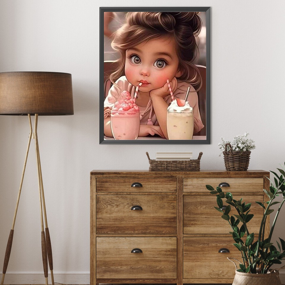 5D DIY Full Round Drill Diamond Painting Sweet Cool Girl Kit Home Decor