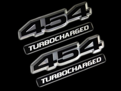 VMS 2 CHEVY 454 CI TURBOCHARGED ENGINE HO EMBLEMS BLACK SILVER | eBay