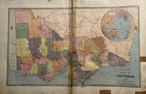 ANTIQUE ENGRAVING GENERAL "MAP OF VICTORIA" 1888 - Picture 2 of 10