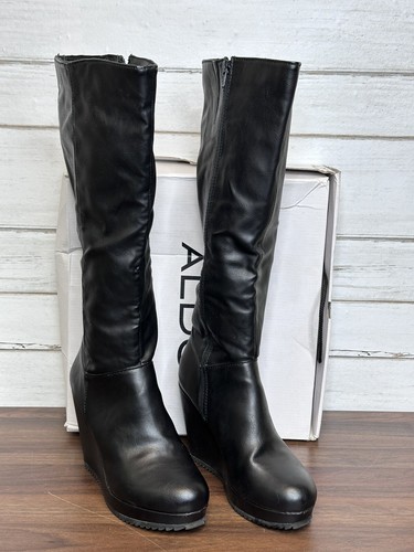 Aldo Knee High Wedge Boots size 40/9 Black Wedge boots - Picture 9 of 12