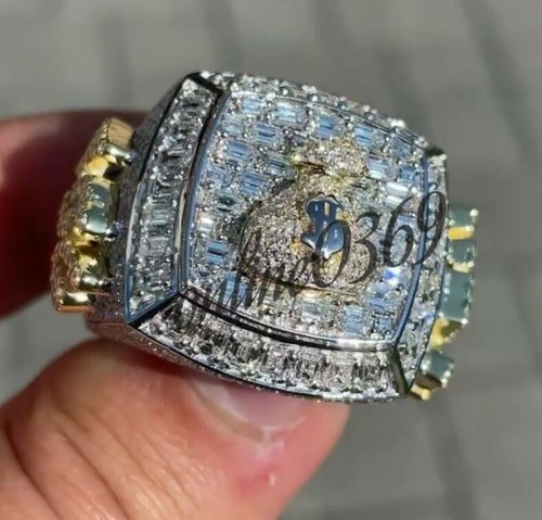 3.25 ct Baguette Cubic Zirconia mens Customized Name Number Ring Silver - Picture 5 of 7
