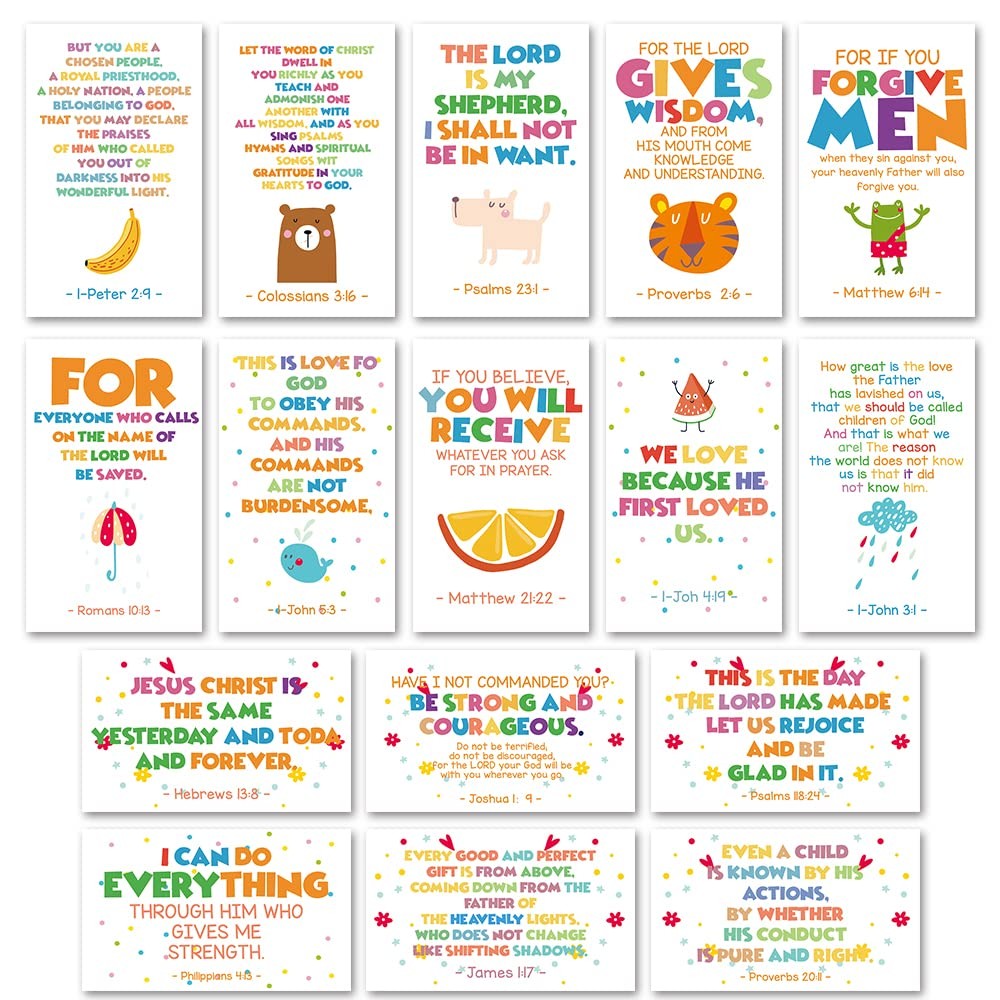 60 Mini Bible Verse Cards for Kids,Scripture 2 inches by 3.5 inches, Style 05