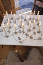 Set Of 7 Metal Candlestick Holders Silver Tone Each Holds 5 Advent Ring