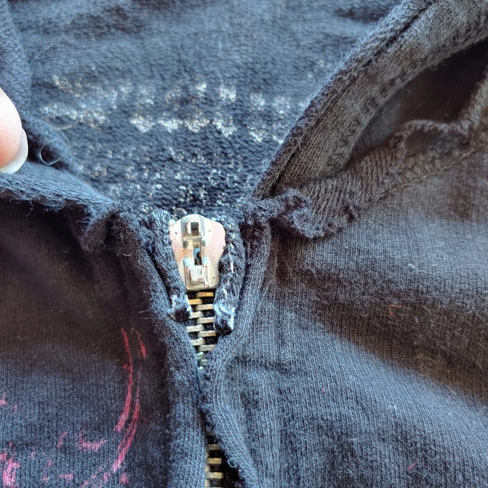 Vtg Y2k Black Sinful Affliction 2 Piece Tracksuit Set Zip Up Hoodie Rose & Snake - Image 3 of 4