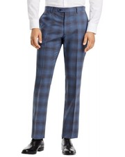 John Varvatos Star USA Mens Slim Fit Wool Plaid Dress Pants 38 Blue/Brown - NWT