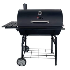 20%Off Shipping Free: BARREL STYLE Charcoal Grill in BLACK WITH BUILT IN THERMO