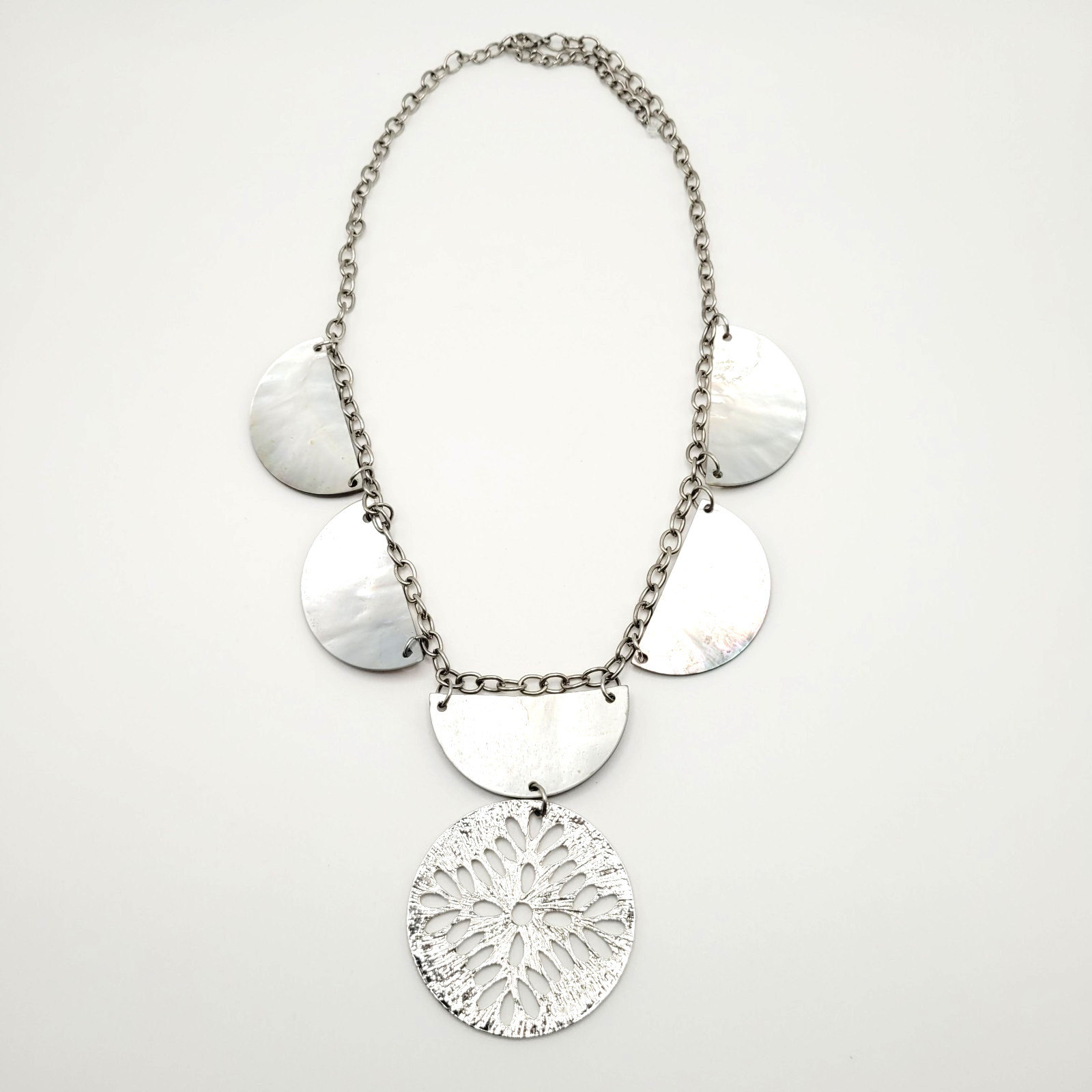 Shell Seashell MOP Abalone Half Circle Silver Ton… - image 10