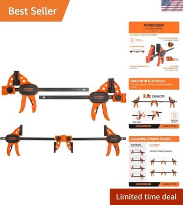 Versatile 4-Pack of 6'' Bar Clamps - Ideal for Woodworking with 200 lbs Strength