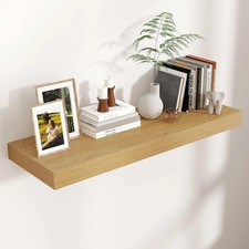 Large Oak Floating Wall Shelves with Invisible Brackets - 36" x 12" x 2