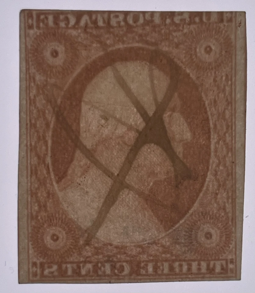 US #10A 1852 3c orange brown Wash. Type II pos 7R0 Used, pen cancel; $75 SCV - Image 3 of 3