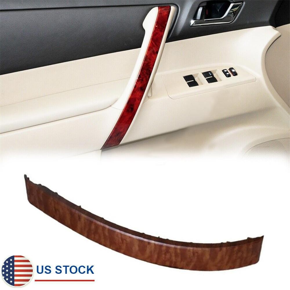 For 08-13 Toyota Highlander Wood Look Front Left Armrest Door Handle Cover Trim