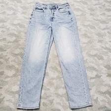 American Eagle Jeans Womens 4 Blue Mom Straight Stretch Denim Light Wash