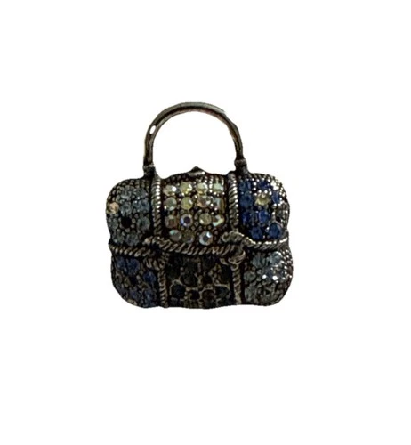 Vintage Rhinestone Handbag Brooch – Sparkly Costume Jewelry Pin