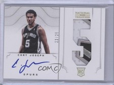 2012-13 Panini National Treasures Jersey Number Prime 22/25 Cory Joseph Auto 0e5