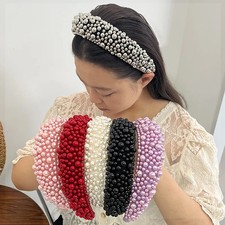 Pearl Padded Headband Women Thick Hair Hoop Bridal Wedding Party Headpiece