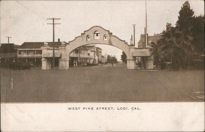 Lodi, California CA West Pine STreet Antique Original Vintage Postcard