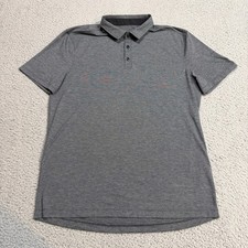 Lululemon Polo Shirt Mens Large Gray Performance Stretch Golfing Golfer Office