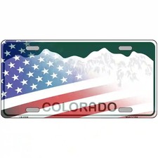 Colorado & American Flag Novelty Metal License Plate Multiple Sizes Made in USA