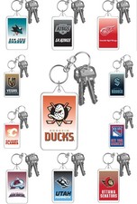 NHL Hockey Style Team Color Logo Gradient Ombre Dual Image Photo Keychain Clip