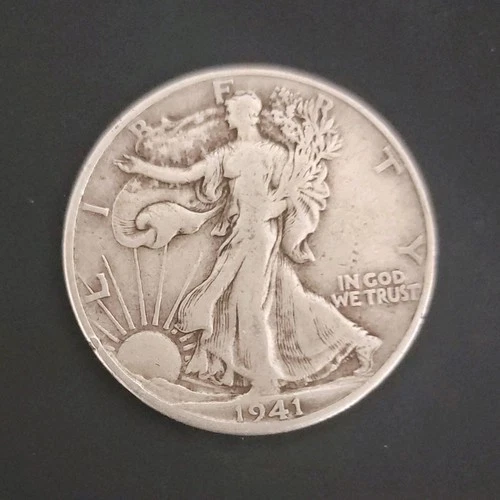 1941-D Liberty Walking Half Dollar 90% Silver Coin, 50C