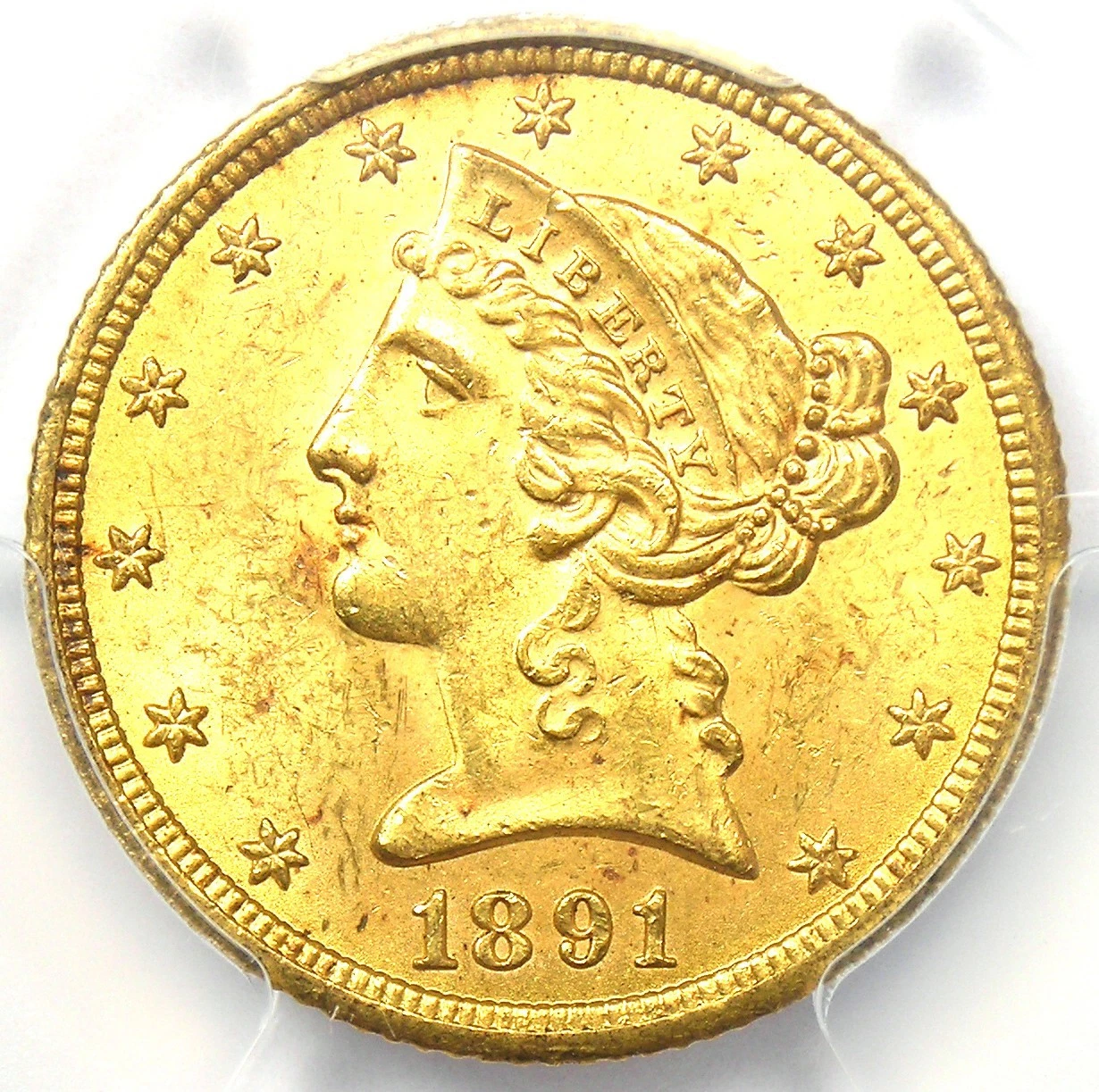 1891-CC Liberty Gold Half Eagle $5 Coin - PCGS MS63+ Plus Grade - $7,000 Value!