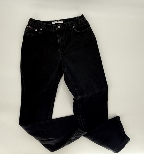 Vtg Y2k Tommy Hilfiger Women's High Rinse Black 100%Cotton Mom Jeans