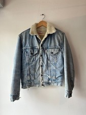 Vintage Levi  s Sherpa Trucker Jacket Distressed Made in USA 80s 90s Denim sz M