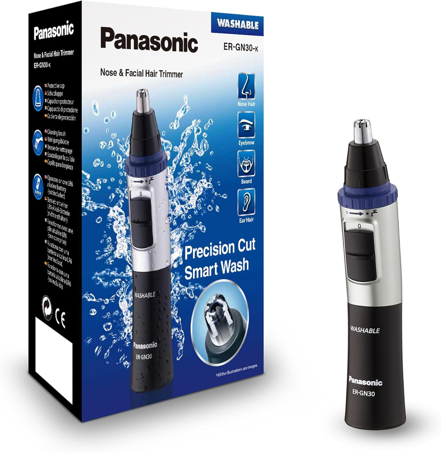 Panasonic ER-GN30 Wet & Dry Electric Facial Hair Ear and Nose Hair Trimmer for M