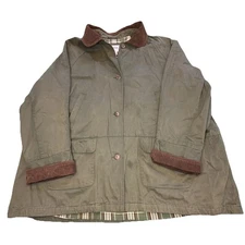 Basic Editions Plus Jacket Womens 3XL Green Flannel Lined Chore Barn Coat