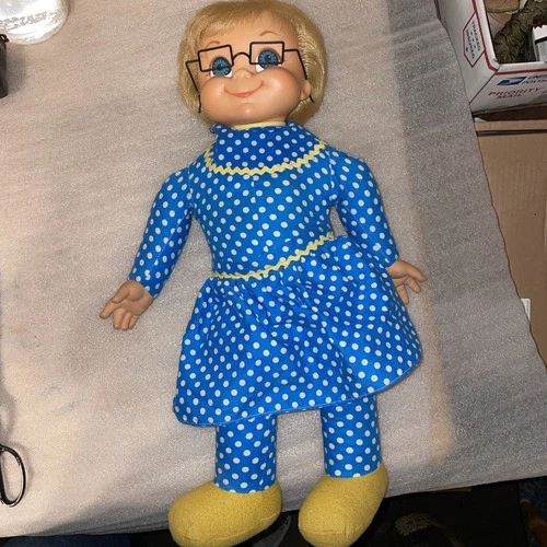 Vtg 1967 Mattel Mrs. Beasley 21" Doll Pull String But *No-Talk* With Glasses!!