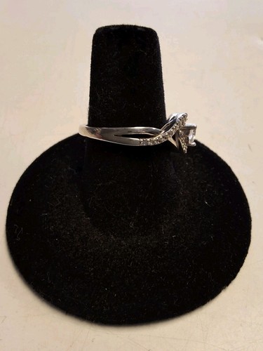 Anello promessa in argento sterling a forma di cuore pietre zirconi misura 7 - Foto 3 di 5