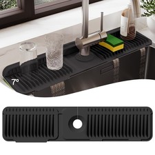 24 Inch Silicone Faucet Mat for Kitchen Sink Splash Guard 24" x 5.5", Black