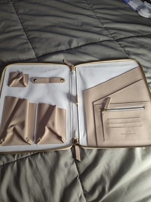 Mark and Graham Essential Tech Folio Luxurious Leather, Mongrammed Her Blush