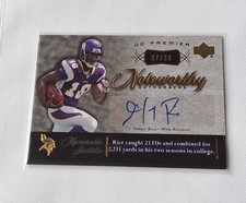 Sidney Rice Autographed Rookie Card 2007 UD Premier Noteworthy Serial#D 07/99?. rookie card picture