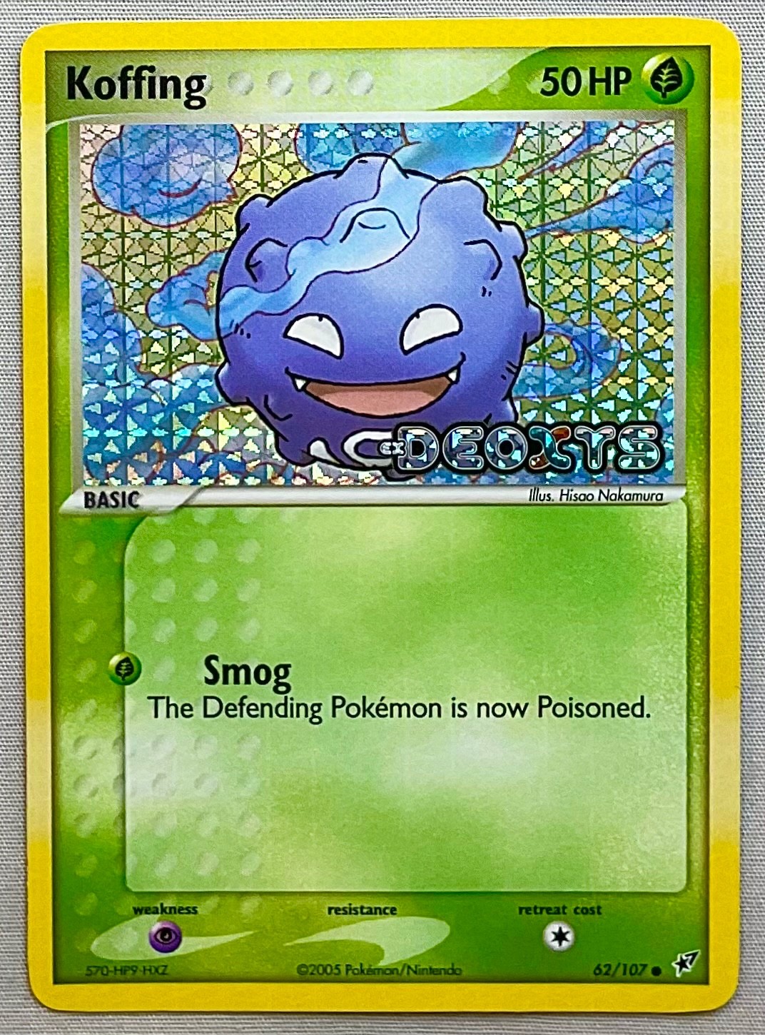 Pokémon Koffing #62/107 Reverse Holo Common - 2005 EX Deoxys - NM to MT Cond.