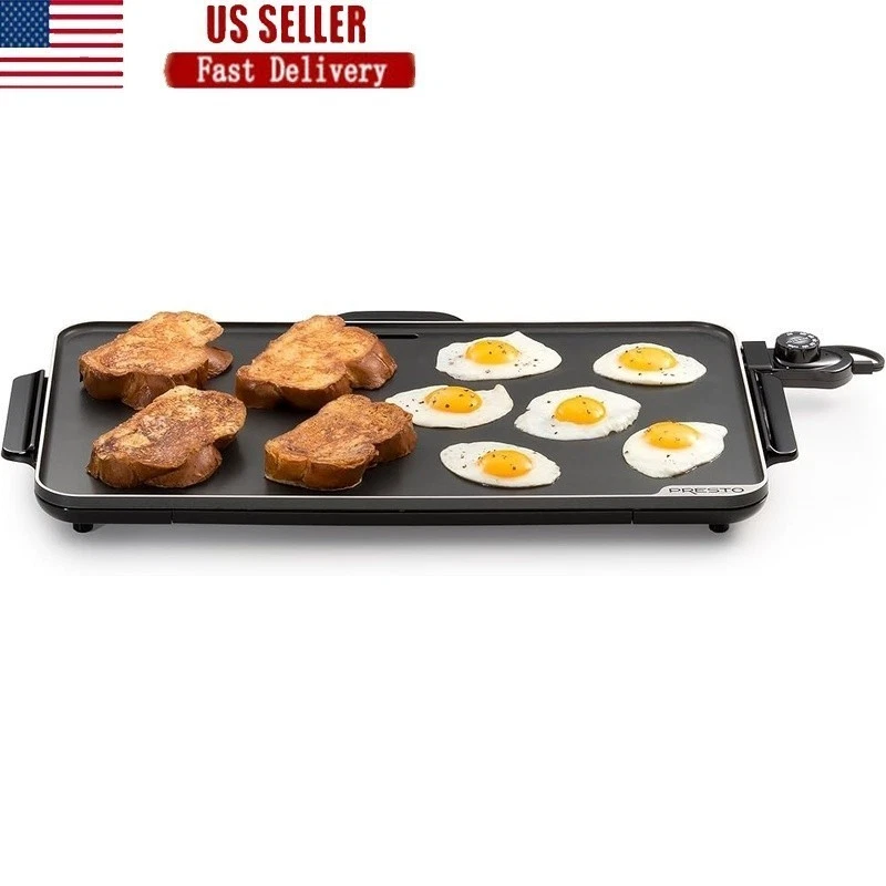Extra Large Ceramic Nonstick Griddle W/ Heat Control Slide-Out Tray PFAS Free US