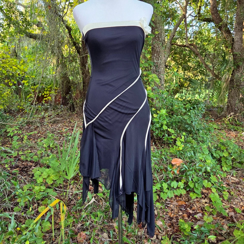 Vtg Ruby Rox Strapless Asymmetric Dress Small Black Whimsigoth Witchy Fairy Y2K - Image 2 of 4