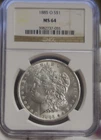 1885 O US Morgan Silver Dollar $1 NGC MS64 Blast White