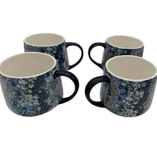 Williams Sonoma Michelle Kim Multicolor Floral Mugs Set of 4 Ceramic Coffee Mugs