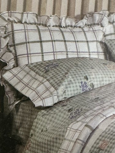 Vtg Springs 2 Standard Pillowcases Green Gingham Plaid Sun Porch Favorite Things - Picture 10 of 18