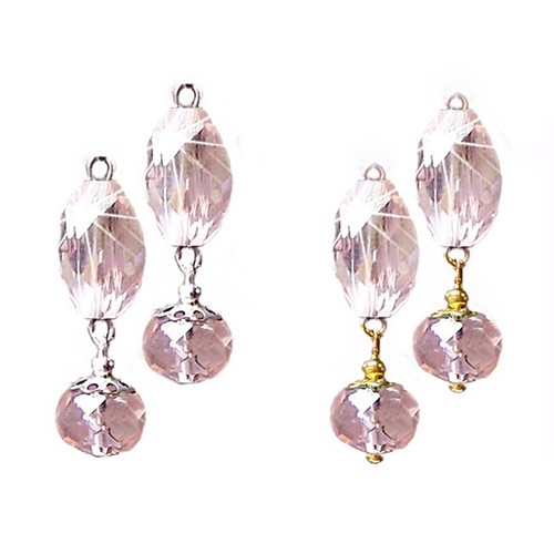 Earrings Crystal petite double drop, COLOR CHOICE, clip on, pierced - Foto 10 di 12